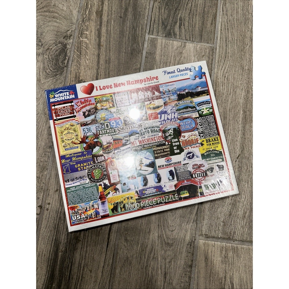 White Mountain 1000 Piece I‎ Love New Hampshire 24" x 30" Jigsaw Puzzle NEW